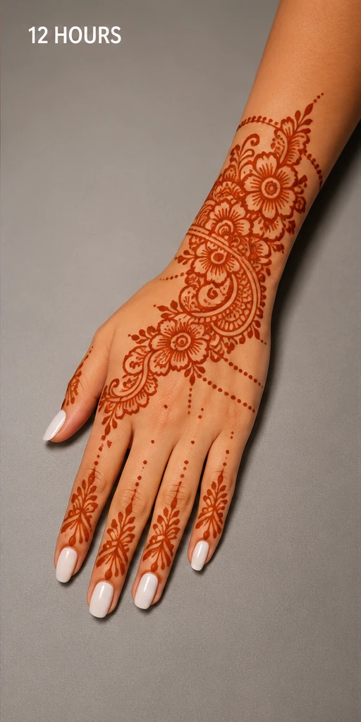 Henna stain deepening after 12 hours